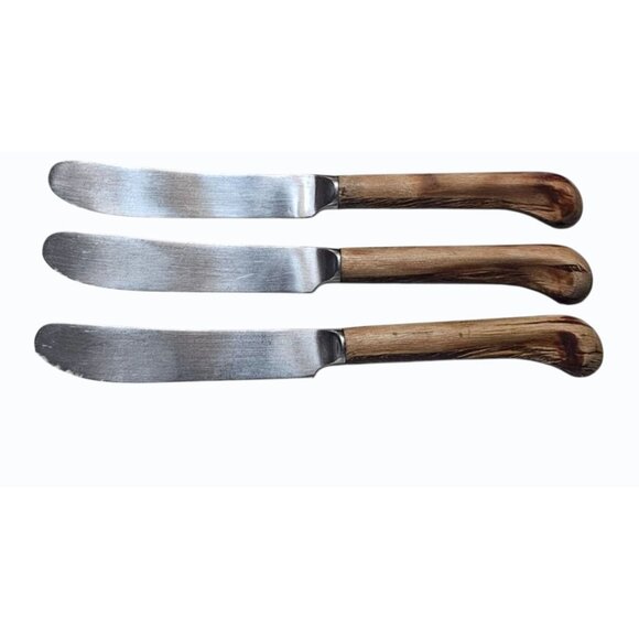 Aspen Trend Pacific Vintage Silverware Set Wood Handle Light & Dark Grain 13 PC - Picture 6 of 14